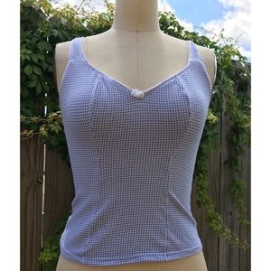 One size blue stretchy Gingham tank-top